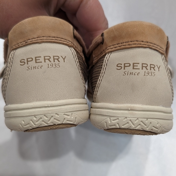 Sperry Girls Size 2M Shoresider 3 Eye Boat Shoe YG57681A Linen/Oat - Picture 3 of 7